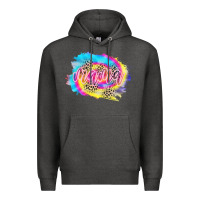Charcoal Heather Mama Tie dye Leopard Premium Hoodie - CowCowDesign