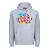 Heather Grey Mama Tie dye Leopard Premium Hoodie - CowCowDesign