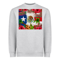 Heather Grey Mexican and Puerto Rico flag Heavyweight Sweatshirt - texasbilliewilder