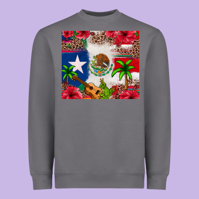 Mexican And Puerto Rico Flag Heavyweight Sweatshirt Designed By Texasbilliewilder