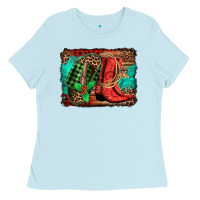 Baby Blue country boots Christmas Ladies Tee - Jasminsmagicworld