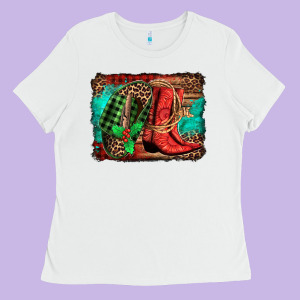 Country Boots Christmas Ladies Tee Designed By Jasminsmagicworld