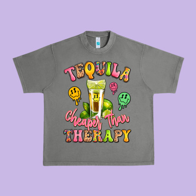 Tequila Cheaper Than Therapy Urban Heavy Tee Designed By Lillyallendesigns