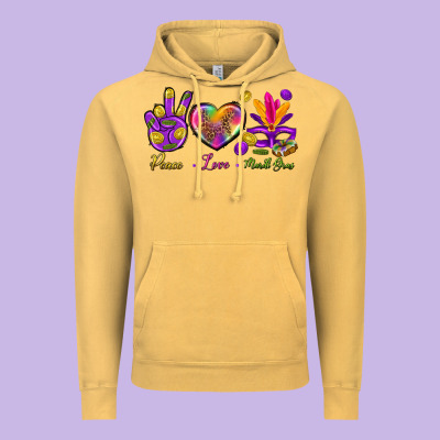 Peace Love Mardi Gras Vintage Hoodie Designed By Bundleandbundleshop