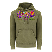 Vintage Olive Peace Love Mardi Gras Vintage Hoodie - BundleAndBundleShop