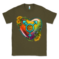 Army Green Lgbtq Heart With Sunflower Classic Tee - BundleAndBundleShop