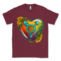 Burgundy Lgbtq Heart With Sunflower Classic Tee - BundleAndBundleShop