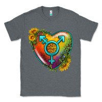 Charcoal Heather Lgbtq Heart With Sunflower Classic Tee - BundleAndBundleShop