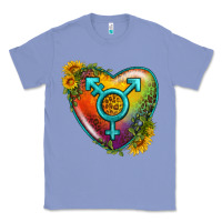Colony Blue Lgbtq Heart With Sunflower Classic Tee - BundleAndBundleShop