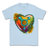 Dusty Blue Lgbtq Heart With Sunflower Classic Tee - BundleAndBundleShop