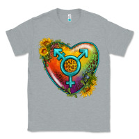 Heather Grey Lgbtq Heart With Sunflower Classic Tee - BundleAndBundleShop