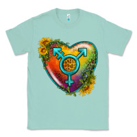Seafoam Lgbtq Heart With Sunflower Classic Tee - BundleAndBundleShop