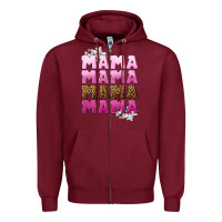 Burgundy Mama Mama Mama Mama Mother's Day Zipper Hoodie - CowGirlArtShop