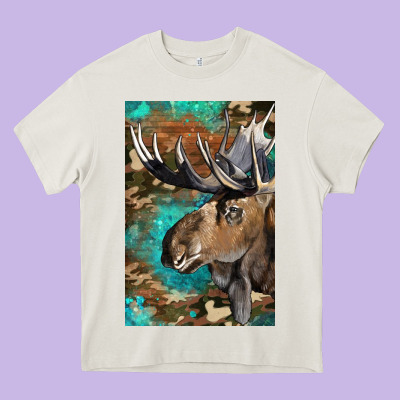 Western Camo Moose Heavy Core Tee Designed By Lillyallendesigns