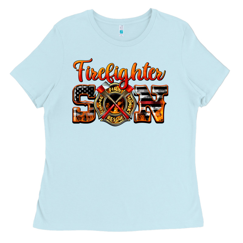 American Flag Firefighter Son Ladies Tee by LillyAllenDesigns | Teevron
