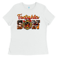White American Flag Firefighter Son Ladies Tee - LillyAllenDesigns