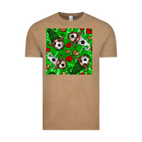 Vintage Coffee soccer gnomes and hearts seamless pattern Vintage Tee - BundleAndBundleShop
