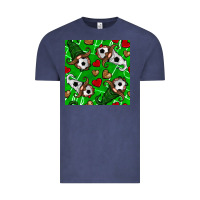 Vintage Denim soccer gnomes and hearts seamless pattern Vintage Tee - BundleAndBundleShop