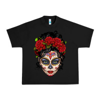Black mexican sugar skull messy bun woman Urban Heavy Tee - LillyAllenDesigns