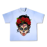 Grape Ice mexican sugar skull messy bun woman Urban Heavy Tee - LillyAllenDesigns