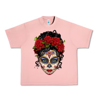 Salmon mexican sugar skull messy bun woman Urban Heavy Tee - LillyAllenDesigns
