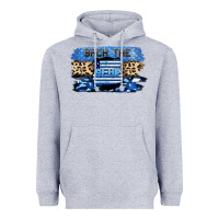 Heather Grey Back the blue Heavyweight Hoodie - FaDigitalArtStudio