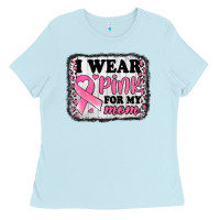 Baby Blue i wear pink for my mom breast cancer awareness Ladies Tee - Jasminsmagicworld