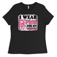 Black i wear pink for my mom breast cancer awareness Ladies Tee - Jasminsmagicworld