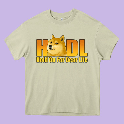 Hodl Hold On For Dear Life Dogecoin Heavy Core Tee Designed By Jasminsmagicworld