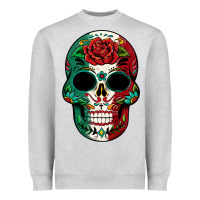 Heather Grey Mexican Skull Heavyweight Sweatshirt - texasbilliewilder