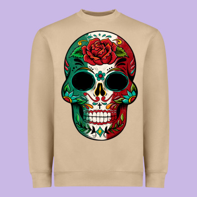 Mexican Skull Heavyweight Sweatshirt Designed By Texasbilliewilder