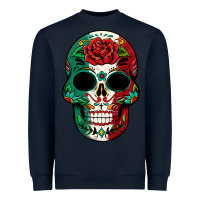 Navy Mexican Skull Heavyweight Sweatshirt - texasbilliewilder