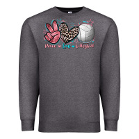 Charcoal Heather Peace Love Volleyball Premium Sweatshirt - FaDigitalArtStudio
