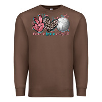 Chestnut Peace Love Volleyball Premium Sweatshirt - FaDigitalArtStudio