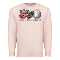 Pale Pink Peace Love Volleyball Premium Sweatshirt - FaDigitalArtStudio