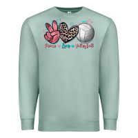 Seafoam Peace Love Volleyball Premium Sweatshirt - FaDigitalArtStudio