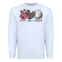 White Peace Love Volleyball Premium Sweatshirt - FaDigitalArtStudio