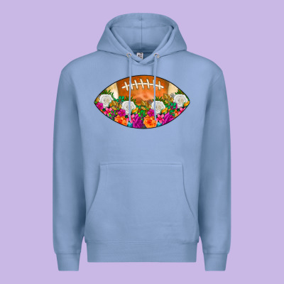 American Football Floral Premium Hoodie Designed By Cowcowdesign