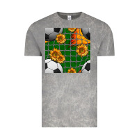 Cloud Rock soccer balls and sunflowers with goal nets seamless pattern Vintage Tee - BundleAndBundleShop