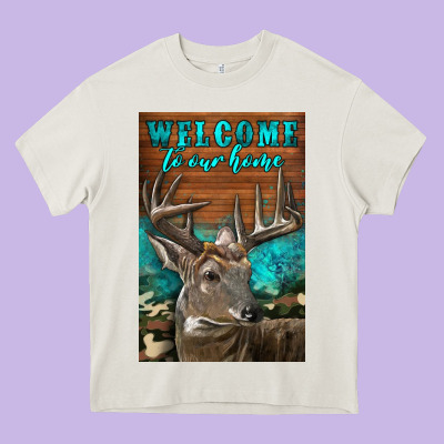 Western Buck Deer Garden Heavy Core Tee Designed By Lillyallendesigns