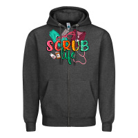 Charcoal Heather Scrub life Zipper Hoodie - CowGirlArtShop