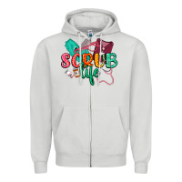 Dove Grey Scrub life Zipper Hoodie - CowGirlArtShop