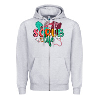 Heather Grey Scrub life Zipper Hoodie - CowGirlArtShop