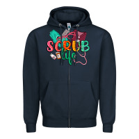 Navy Scrub life Zipper Hoodie - CowGirlArtShop