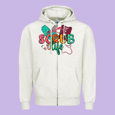 Scrub Life Zipper Hoodie Designed By Cowgirlartshop