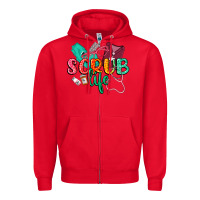 Red Scrub life Zipper Hoodie - CowGirlArtShop