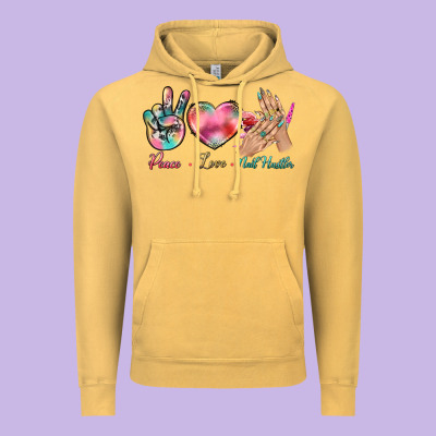 Peace Love Nail Hustler Vintage Hoodie Designed By Bundleandbundleshop