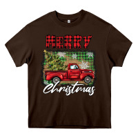 Chocolate Brown merry christmas truck Heavy Core Tee - BarkalooDesign