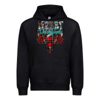 Black merry christmas bull skull Urban Hoodie - CowhideDigitalArt