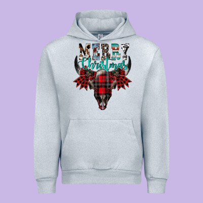 Merry Christmas Bull Skull Urban Hoodie Designed By Cowhidedigitalart